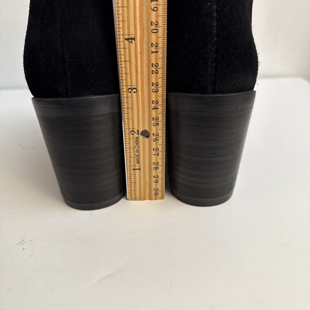 Steve Madden Women’s 6 Pierce Black Suede Ankle Zip Booties Almond Toe NWB - Picture 6 of 9